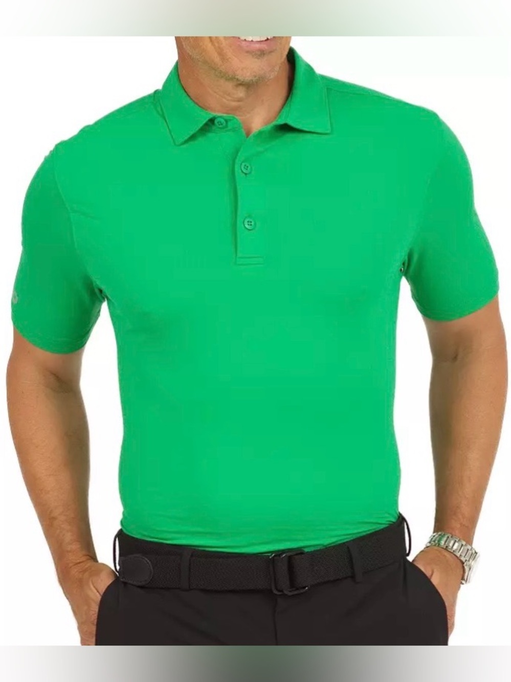 IBKUL Men's Solid Modern Fit Golf Polo Kelly Green Large